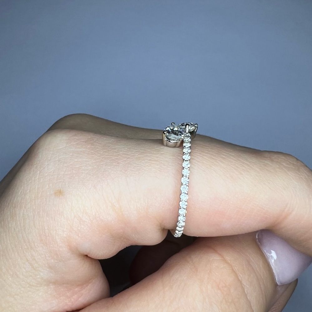 Toi Et Moi Ring, Solid Gold Pear Ring, Two Stone … - image 2